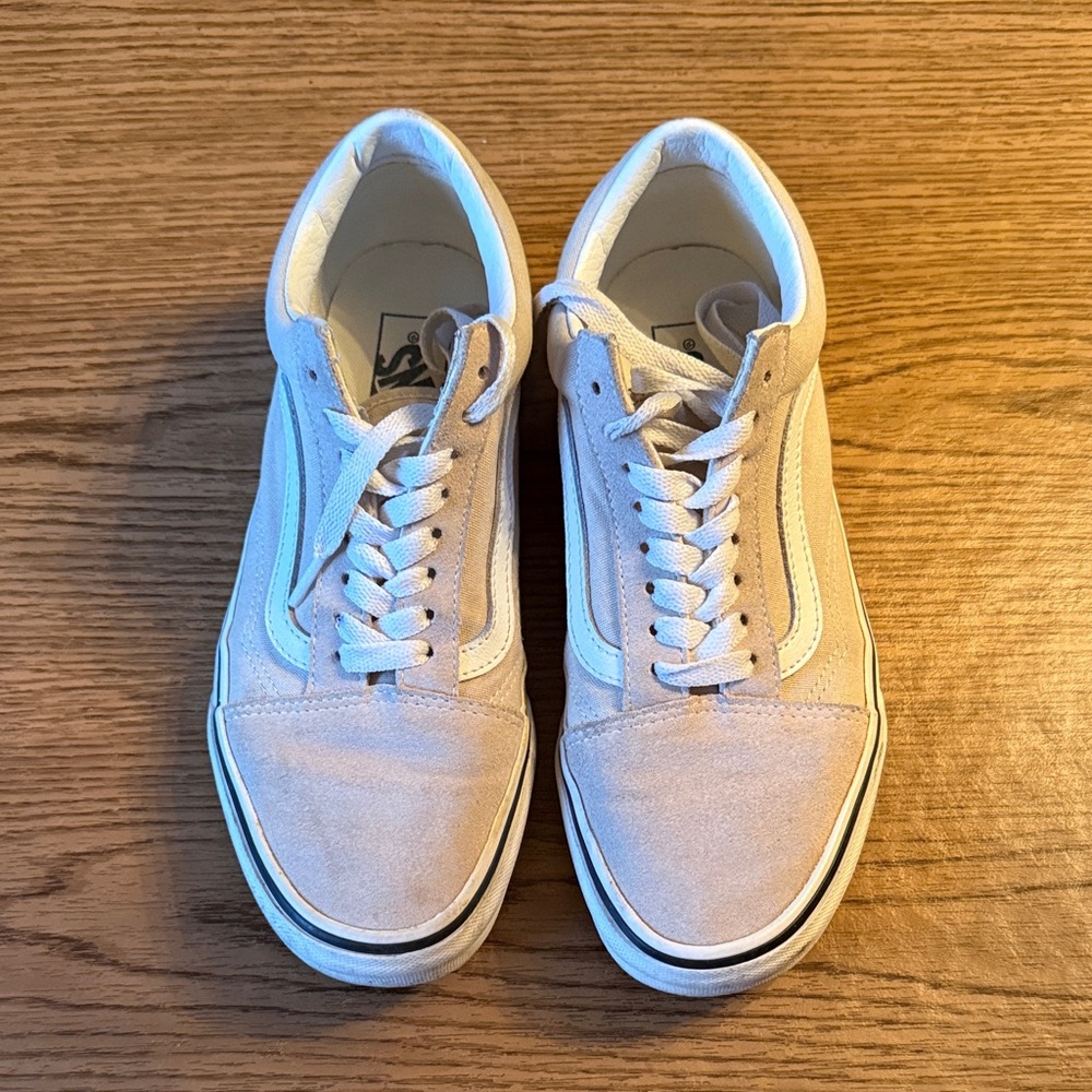 Vans Women’s Beige and White Sneakers size 8. Like new. Worn